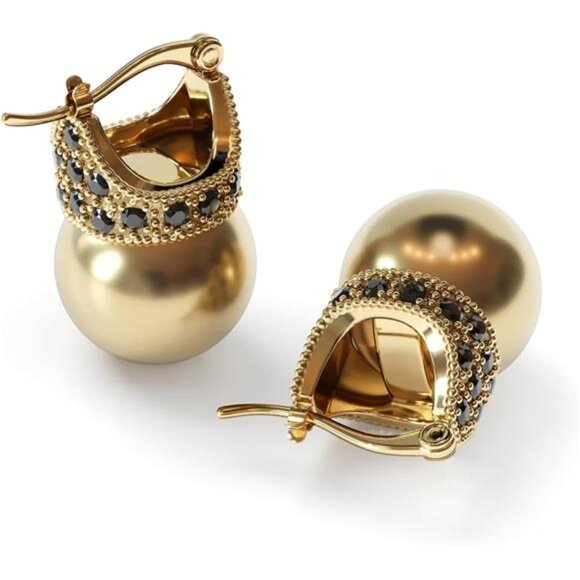 Classic Pearl Earrings | Timeless Golden Tone Elegant Jewelry Gift - Picture 2 of 5